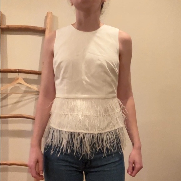 NWT Lucy Paris Bodice Cut Top with Feather Peplum - Picture 7 of 7